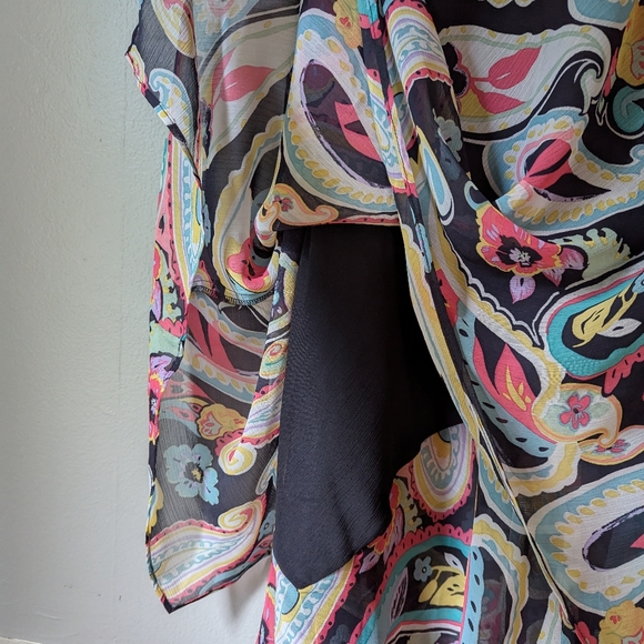 Y2K Vintage Esprit Paisley Print Asymmetrical Fairy Dress Rainbow 14 - Picture 9 of 13